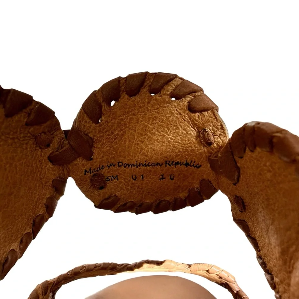 Jack Rogers Leigh Cognac Brown Leather Cork Wedge Sandals Women’s size 5 - Picture 10 of 11